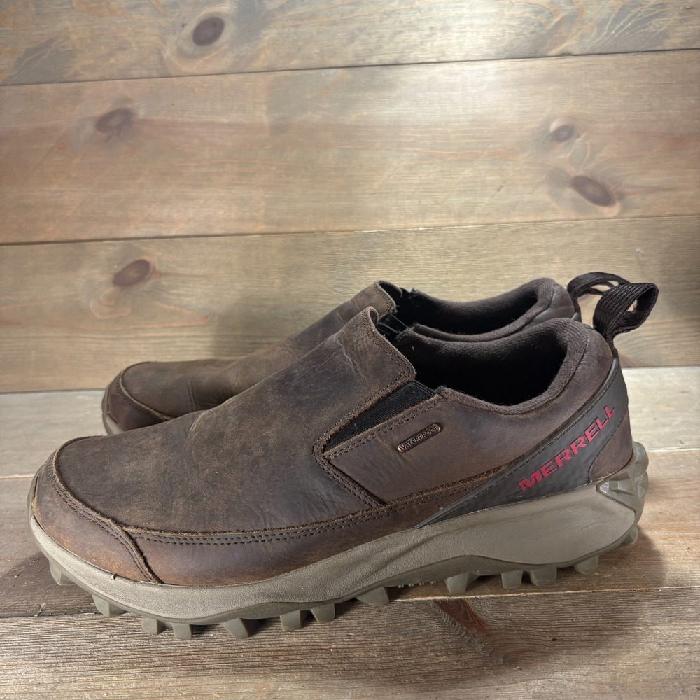 Merrell Thermo Kiruna Mens size 12 shoes Brown Waterproof Leather Moc loafers